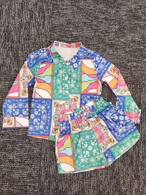ASOS Girls Multicolor Patchwork Lounge Set Size 6X/7 NWT